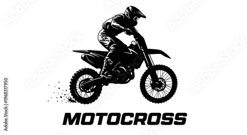 Motocross Rider Silhouette – Off Road Dirt Bike Racing Sport Illustration