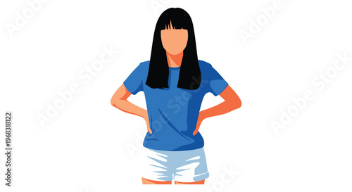 A vector illustration of a woman in casual clothing a flat silhouette
