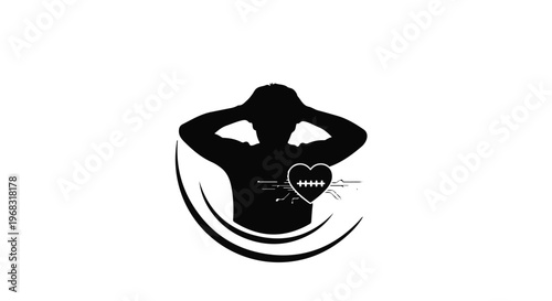 black silhouette of woman with hands on head