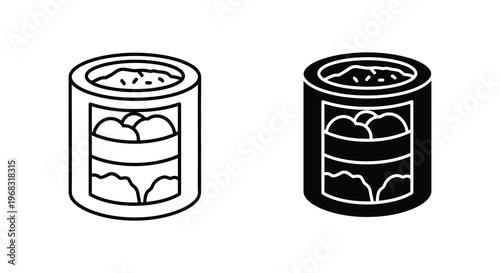 Two cylindrical cans with contents a minimalist black silhouette