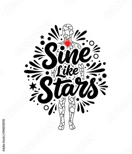 ongoing suffering abstract circles semicircles and abstract crack symbols vintage monochrome human figure enveloped in fractured lines representing continuous