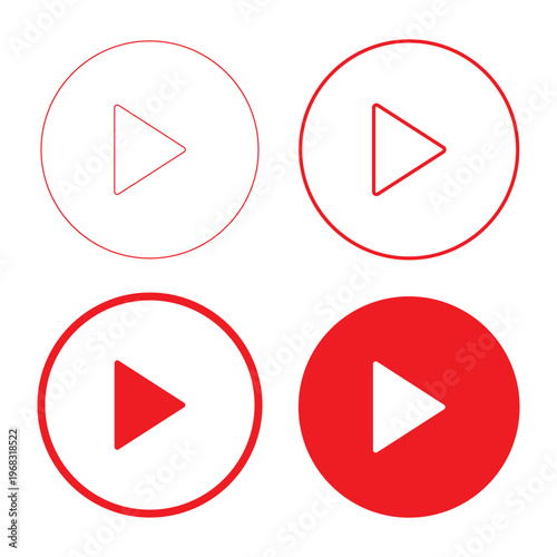 Set of Four YouTube logo icons in red outline and solid style. Perfect for editorial use, digital media, or social media branding in 2026.