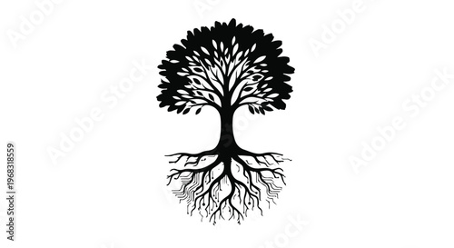 tree roots growing underground silhouette