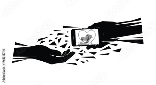 hands exchanging broken smartphone with money