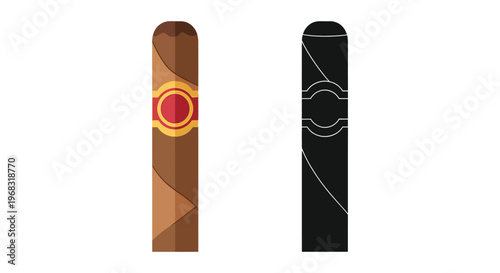 Two cigars displayed a colorful version and its black silhouette