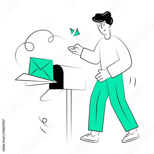 A drawing style illustration representing send mail