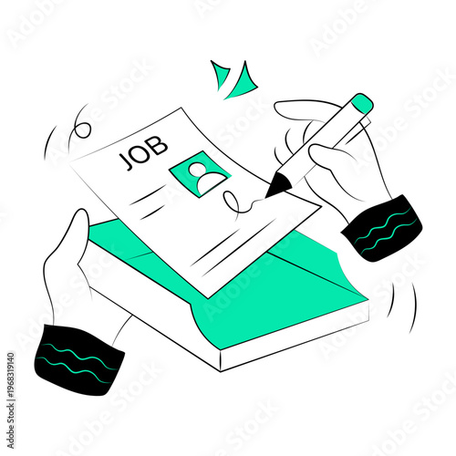 A sketchy style illustration showing job application