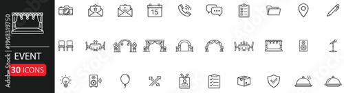 event icon set editable line icons vector
