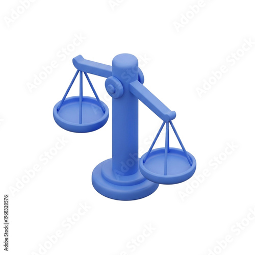 3D Blue Weighing Scales of Justice Icon in Claymorphism Style