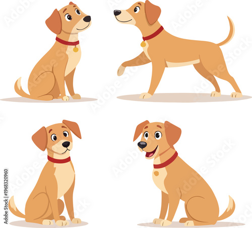 A group of cartoon dogs in different poses