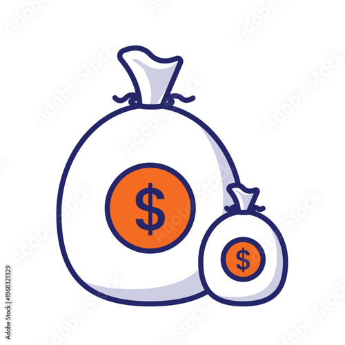 Two money bags with dollar signs on them sitting side by side