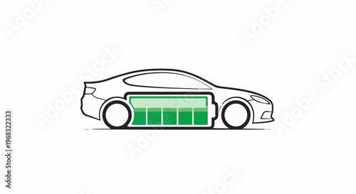 Silhouette of a car with a battery charge indicator inside