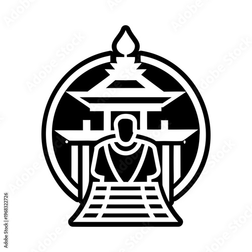 Temple priest icon in solid style