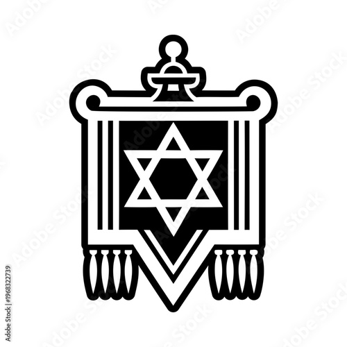 A solid style icon of torah mantle symbol