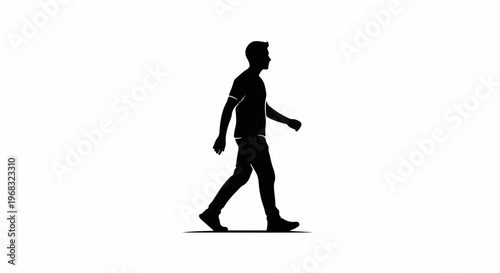 Silhouette of a man walking against a white background