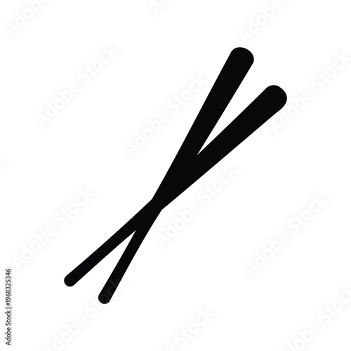 Simple graphic depiction of two black chopsticks on a plain white background