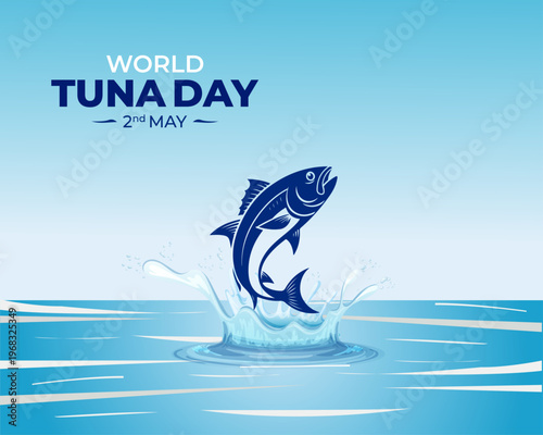 World Tuna Day. 2 May. Template for background with banner, poster and card. Vector illustration. Flat design.