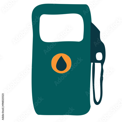 The gas pump is isolated on a white background vector drawing. Gas station, gas station transport.