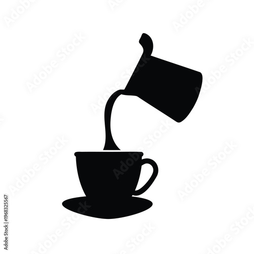 Simple coffee drink preparation with a minimalist black and white approach