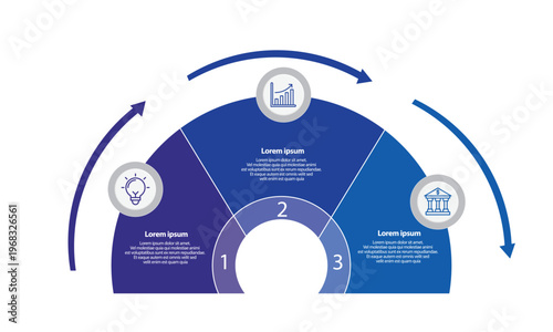 Collection of vector circle chart infographic templates for presentations, advertising, layouts, annual reports. 3 options, steps, parts	