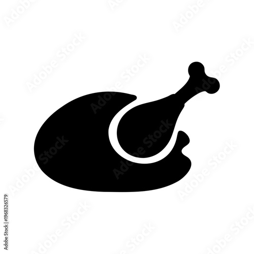 Black silhouette of a delicious roasted turkey prepared for the holidays