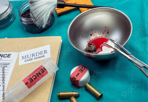 Criminalistic Laboratory, Bullet shell analysis, conceptual image