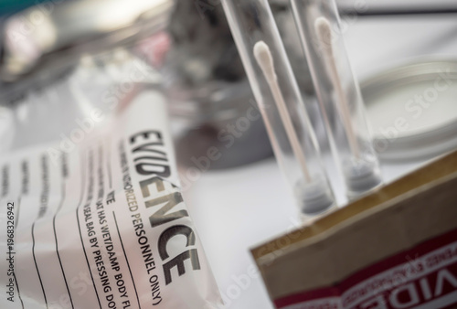 Detail of DNA sampling tubes in Laboratory forensic equipment, conceptual image