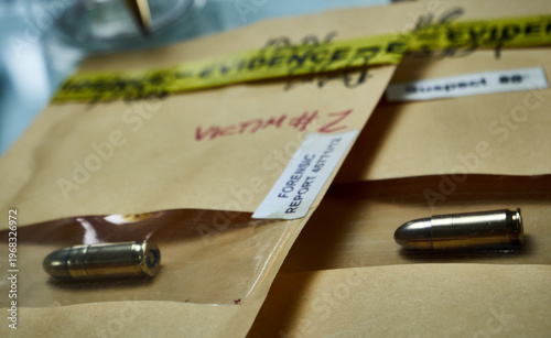 Criminalistic Laboratory, Bullet shell analysis, conceptual image