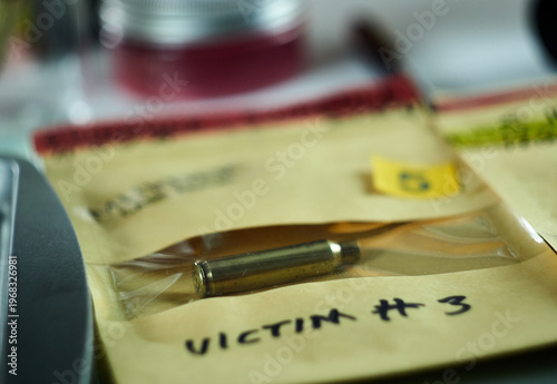 Criminalistic Laboratory, Bullet shell analysis, conceptual image