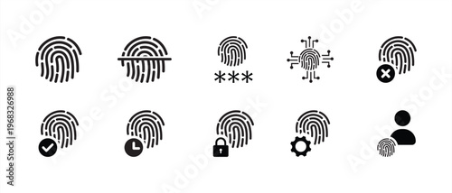 Fingerprint Biometric Security Icon Set