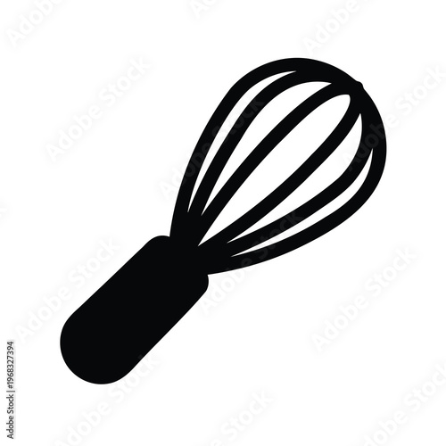 Black Whisk Illustration for Kitchenware and Cooking Utensil Designs in Culinary Arts