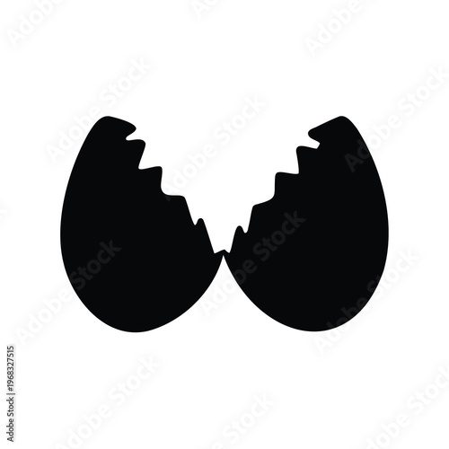 Cracked Egg Shell Silhouette, Symbol of New Beginnings and Broken Structures