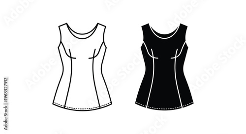 Two women s tank tops one white and one black silhouette
