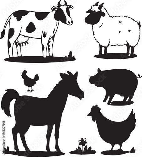 The Ultimate Black Silhouette Animal Bundle: Wild and Domesticated Species Collection