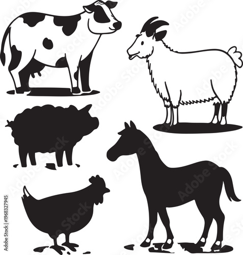 Large Black Silhouette Animal Bundle: Perfect for Educational and Design Use