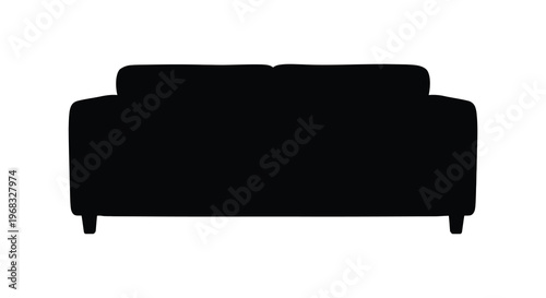 Modern sofa design presented as a stark black silhouette