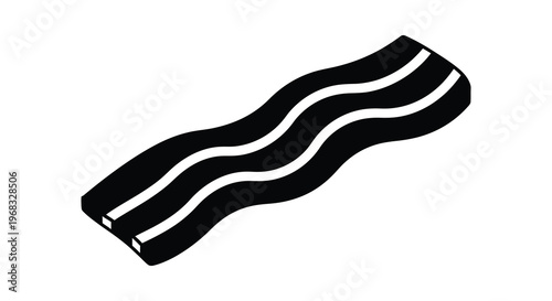 Simple illustration of wavy bacon strips in a black silhouette