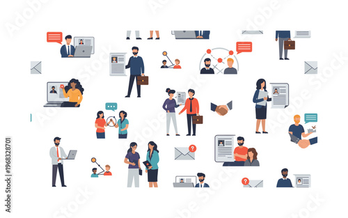 job seeker patterns seamless pattern, repeating pattern, surface design, textile print, modern illustration of job seekers, laptops, resumes, briefcases,