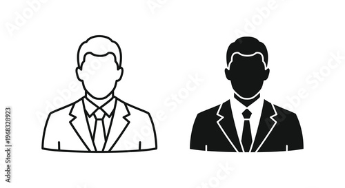 Two male head portraits one outlined and one dark a striking silhouette