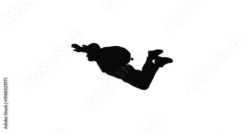 A dynamic figure appears to be falling captured in striking silhouette