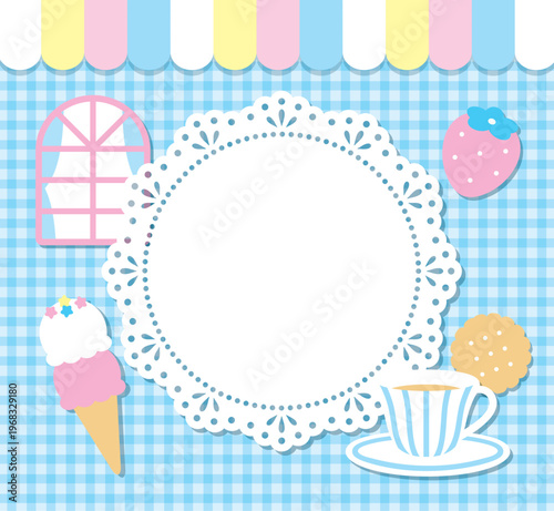 かわいいメルヘンなカフェレースフレーム