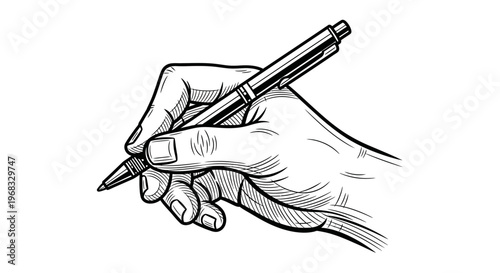 Hand holding a drawing pen tightly 1.