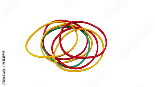 Fotografía Colorful rubber bands isolated on transparent  background, elastic office bands