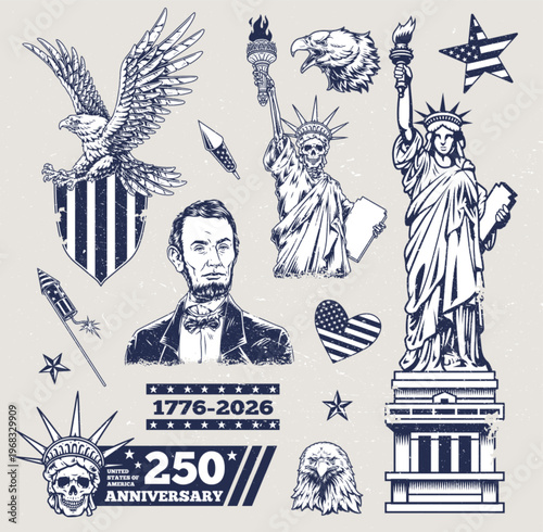 Obraz na plátně Celebrating USA 250 years