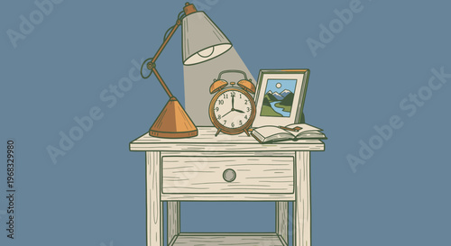 Small white wooden bedside table drawer.