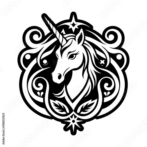 A solid style icon of mythical unicorn