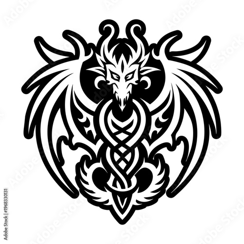 A glyph icon of mythical dragon