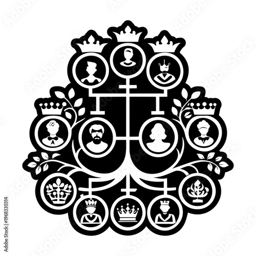A glyph style icon of royal family