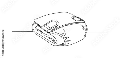 Baby Nappy. Minimalistic one-line drawing folded diaper ready to use, continuous single black line on white background, simple outline style, no shading, no