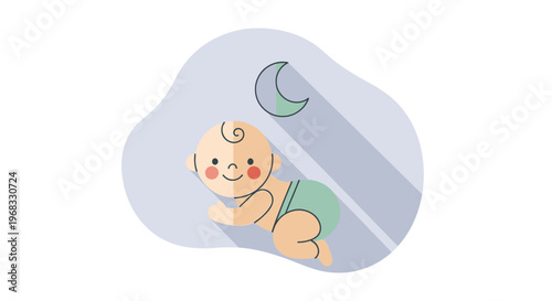 Cute baby sleeping peacefully under the night sky.